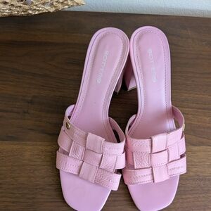 Women's Pink Leather Mules